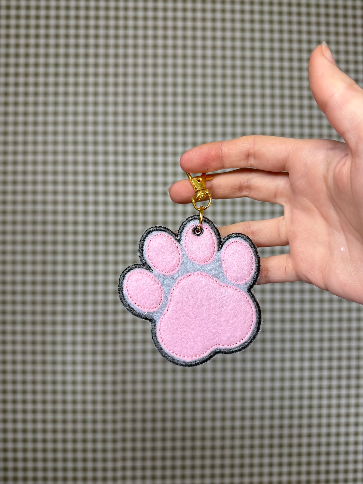 Paw Print Keychain, Custom Embroidered Dog Keychain, Cat Lover Gift, Pet Lover Bag Charm, Paw Print Bag Tag, Cute Animal Keychain