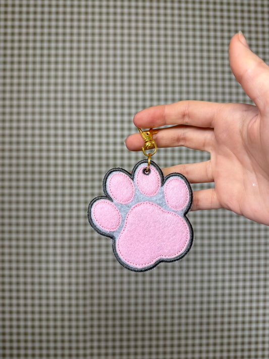 Paw Print Keychain, Custom Embroidered Dog Keychain, Cat Lover Gift, Pet Lover Bag Charm, Paw Print Bag Tag, Cute Animal Keychain