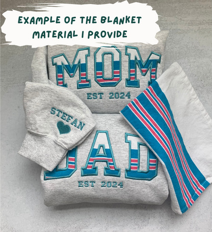 Quilted Heart Baby Blanket or Clothing Keepsake Sweatshirt