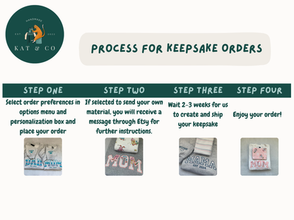 Custom Remembrance Sweatshirt with Heart Appliqué & Optional Sleeve, Name, and Date Embroidery | Memorial Keepsake Made from Loved One’s Clothing