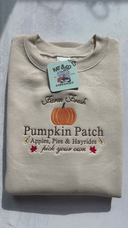 Pumpkin Patch Sweatshirt – Embroidered Fall Crewneck, Pumpkin Patch Shirt, Autumn Sweatshirt, Cute Fall Outfit, Cozy Pumpkin Top