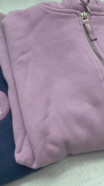 Custom Remembrance Sweatshirt with Two Heart Appliqué & Optional Sleeve, Name, and Date Embroidery | Memorial Keepsake Made from Loved One’s Clothing