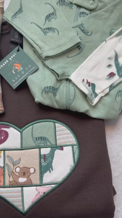 Quilted Heart Baby Blanket or Clothing Keepsake Sweatshirt